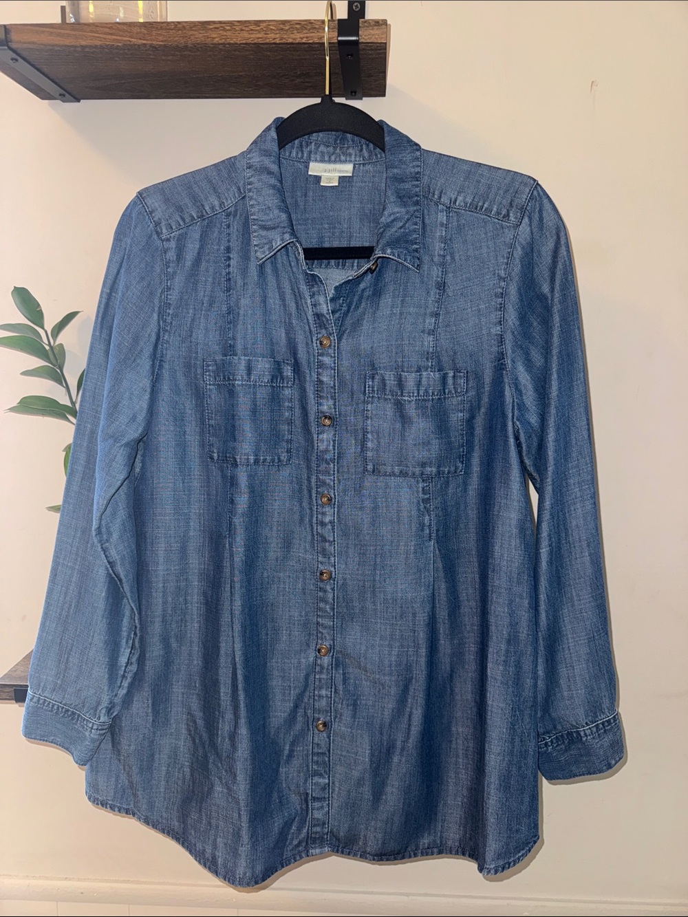 J.Jill Classic Blue Denim Button-Front Women's Shirt Size Small